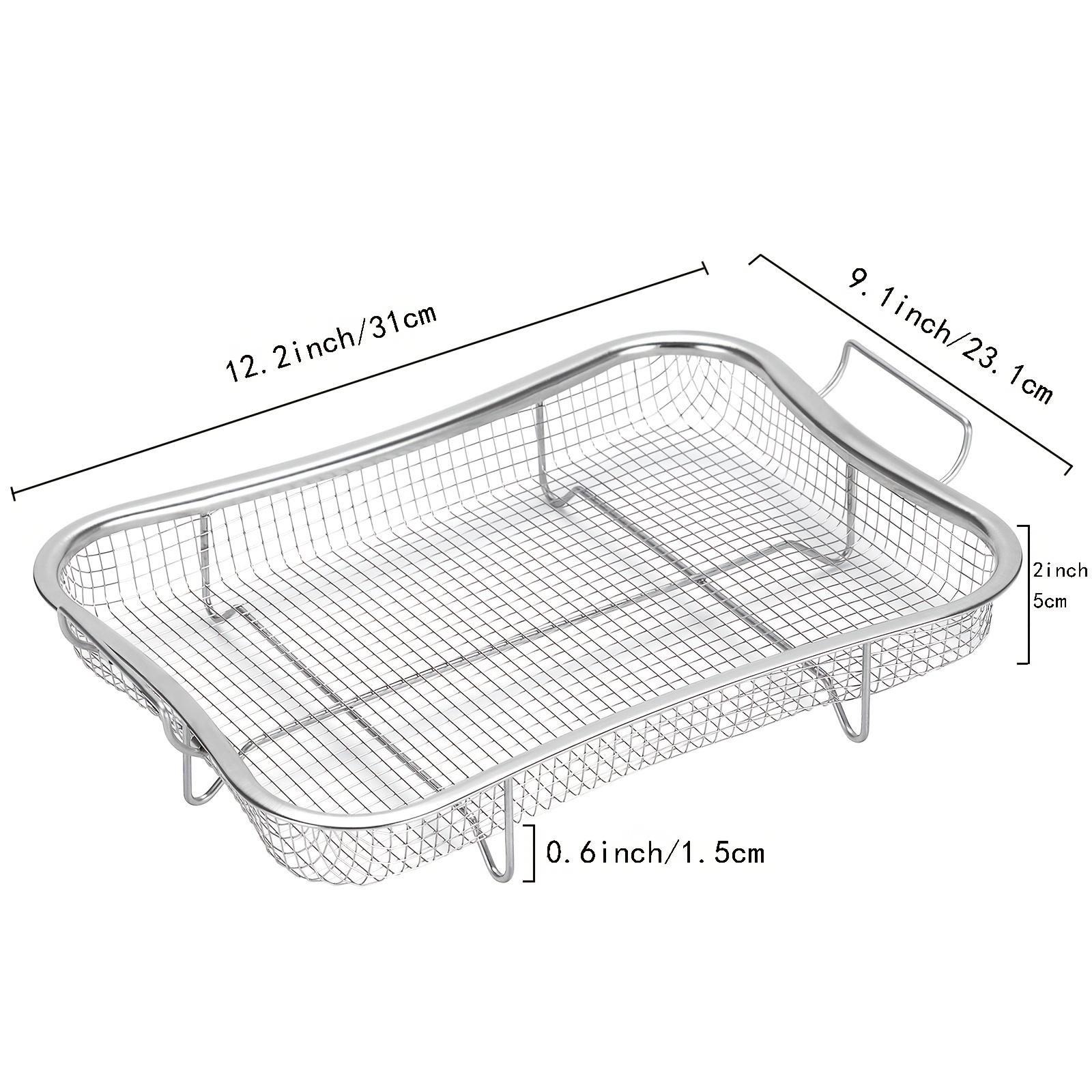 Air Fryer Basket For Oven, Stainless Steel Grill Basket, Non-stick Mesh  Basket Set, Air Fryer Tray Wire Rack Roasting Basket, 2 Piece Set