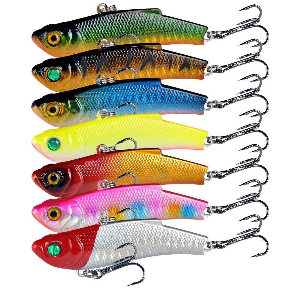 7pcs Winter Ice Fishing Lure 7cm/2.76inch 16g Sinking Isca Artificial  Rattling Vibration Lipless Crankbait Hard Bait With Treble Hooks Fishing  Tackle