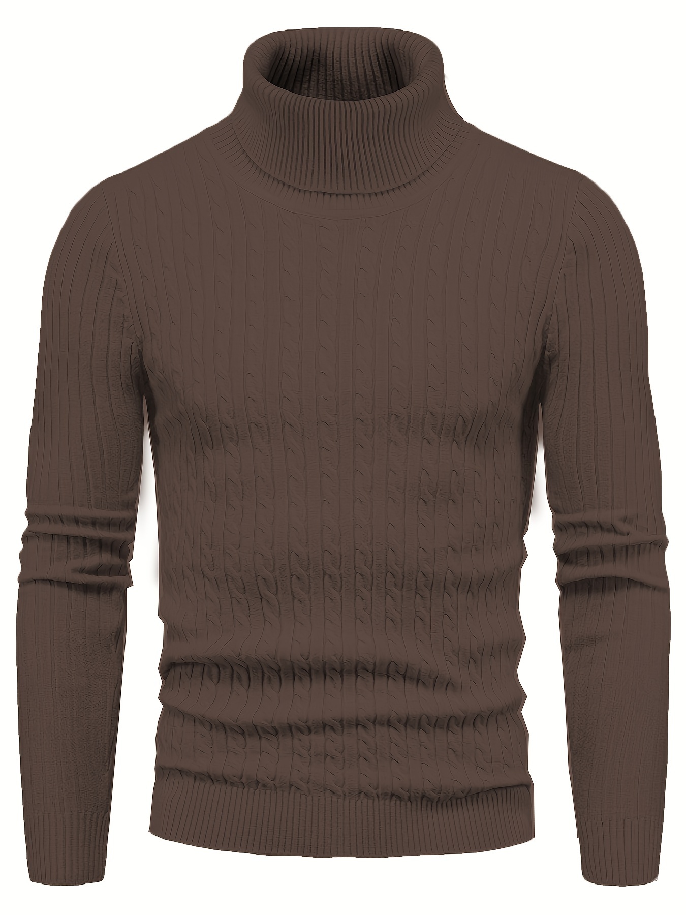 All Match Knitted Solid Sweater, Men's Casual Warm High Stretch Turtleneck Pullover Sweater For Men Fall Winter