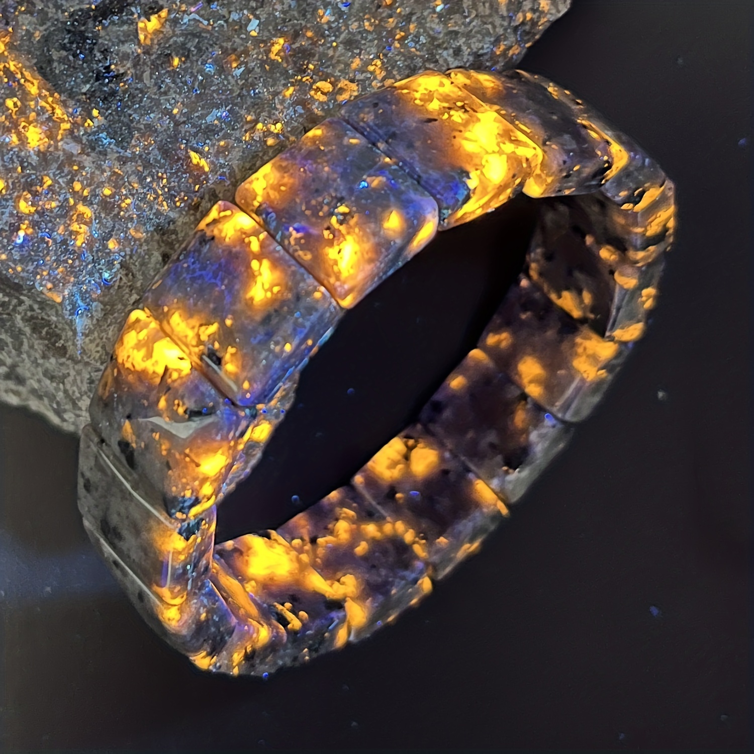Healing Energy Chakra Blaze Stone Bracelet Fluorescent - Temu