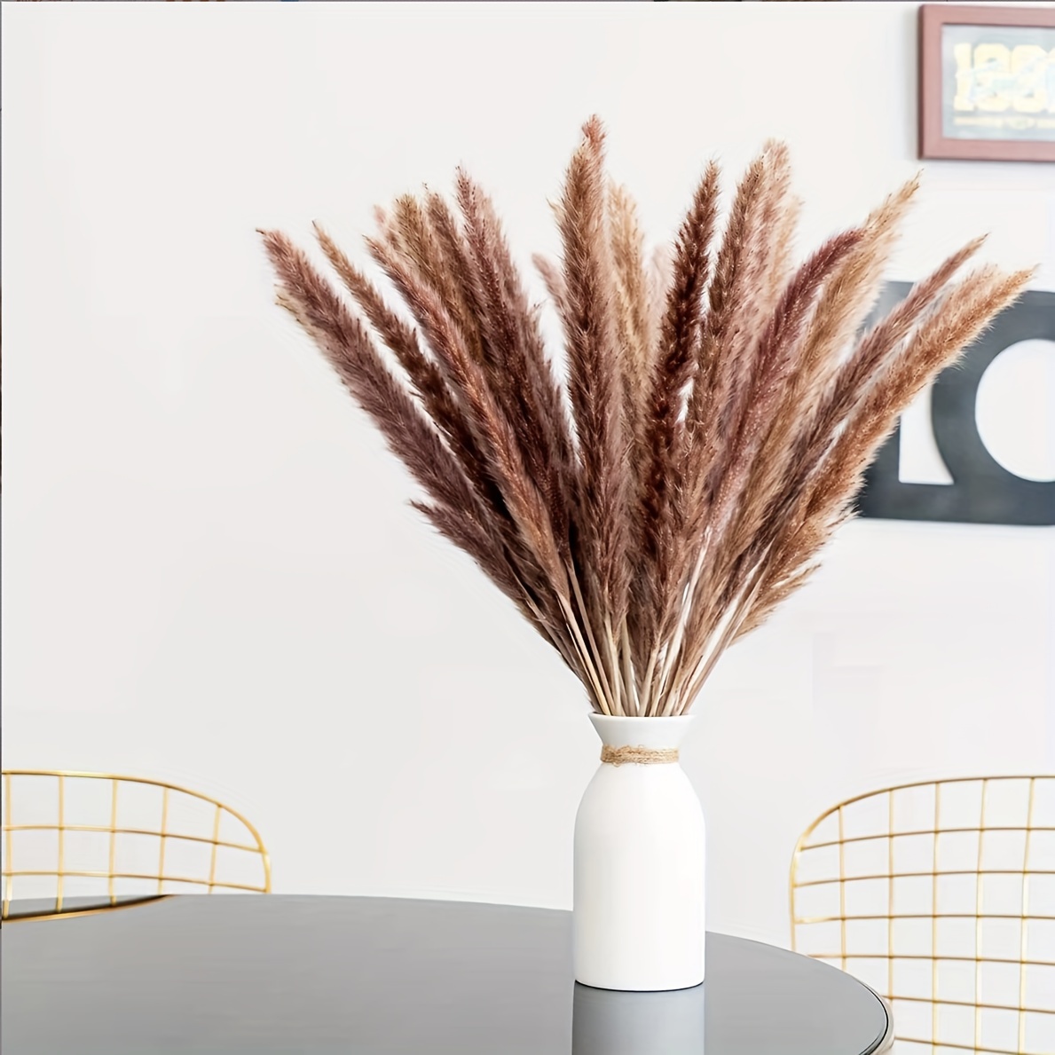 10pcs/20pcs Artificial Reeds 55cm/21.65in High Faux Fluffy Grass Pampas  Tree Branch For Floor Vases Filler In Bohemian Style Home Kitchen Room  Decoration Wedding Party Decoration Valentine's Day Decoration (Deep Pink)