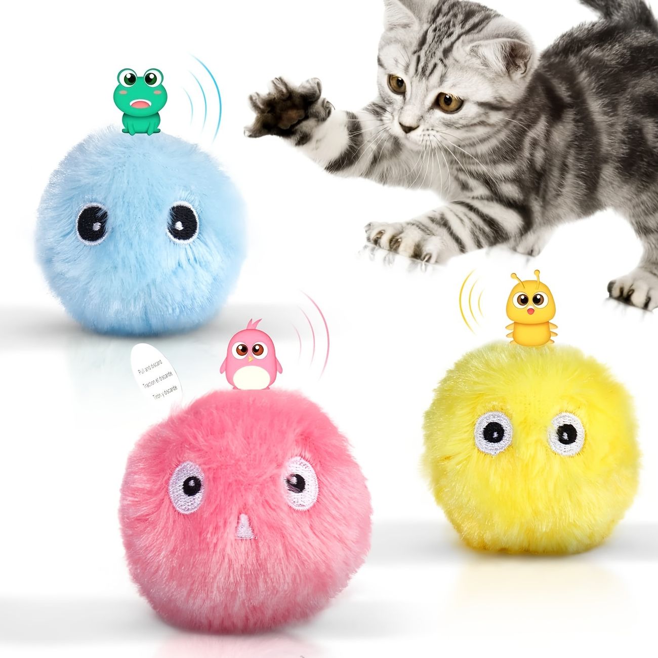 Plush Cat Toys Balls Interactive Chirping Kicker Toy Lifelike Animal Sounds  Exercise Toys - Pet Supplies - Temu