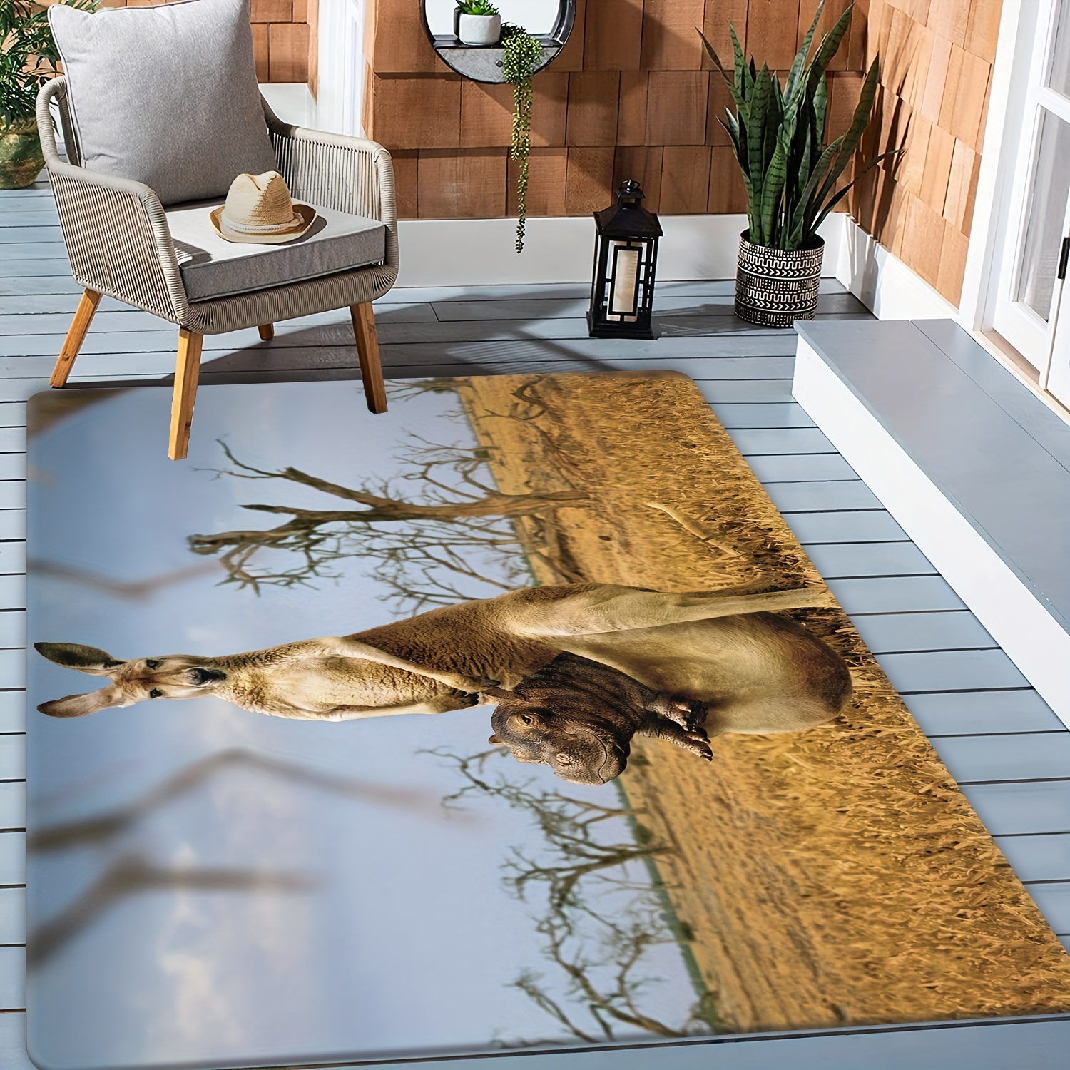 1pc, Funny Kangaroo Indoor Mat, Printed Door Mat Doormat, Bathroom Non-slip  Floor Mat Family Living Room Funny Decoration Bedroom Soft Rug