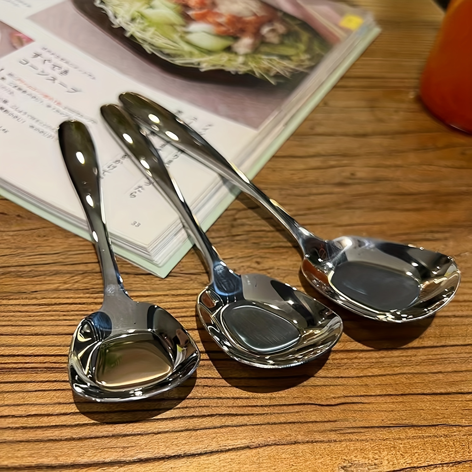 Square Head Stainless Steel Spoons,3PCS Teaspoons Stainless Steel  Spoon,Household Square Head Spoon,Korean Style Square Soup Spoon,Kitchen  Kitchen