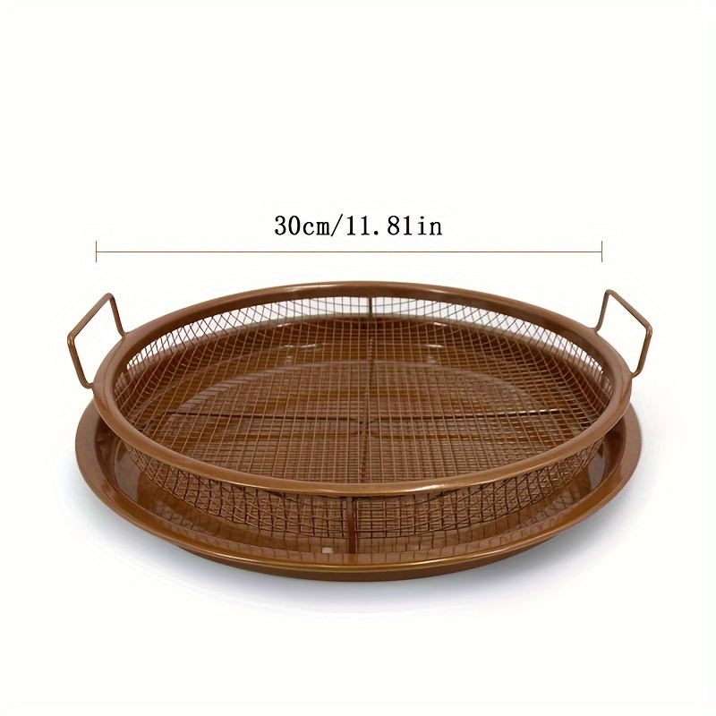 Non-stick Baking Tray With Grill Crispy Basket Copper Crisper Air Fryer Pan,  Nonstick Air Fry Accessories, Bakeware Sets, Cookingtray For Baking C - Temu