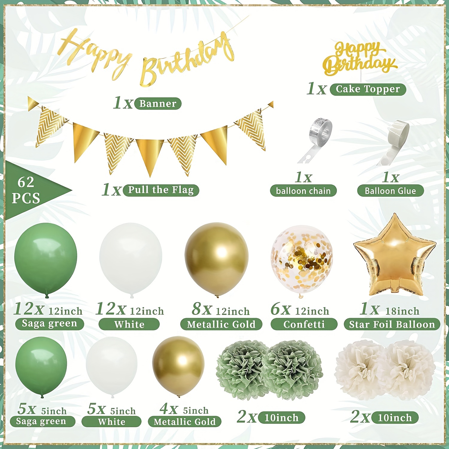 Globos 50 Cumpleaños Verdes,50 Años Decoracion Cumpleaños,Decoracion Fiesta 50  Cumpleaños,Pancarta de Feliz Cumpleaños,Decoraciones Verdes Oro Fiesta de 50  Cumpleaños para Hombres y Mujeres : : Hogar y cocina