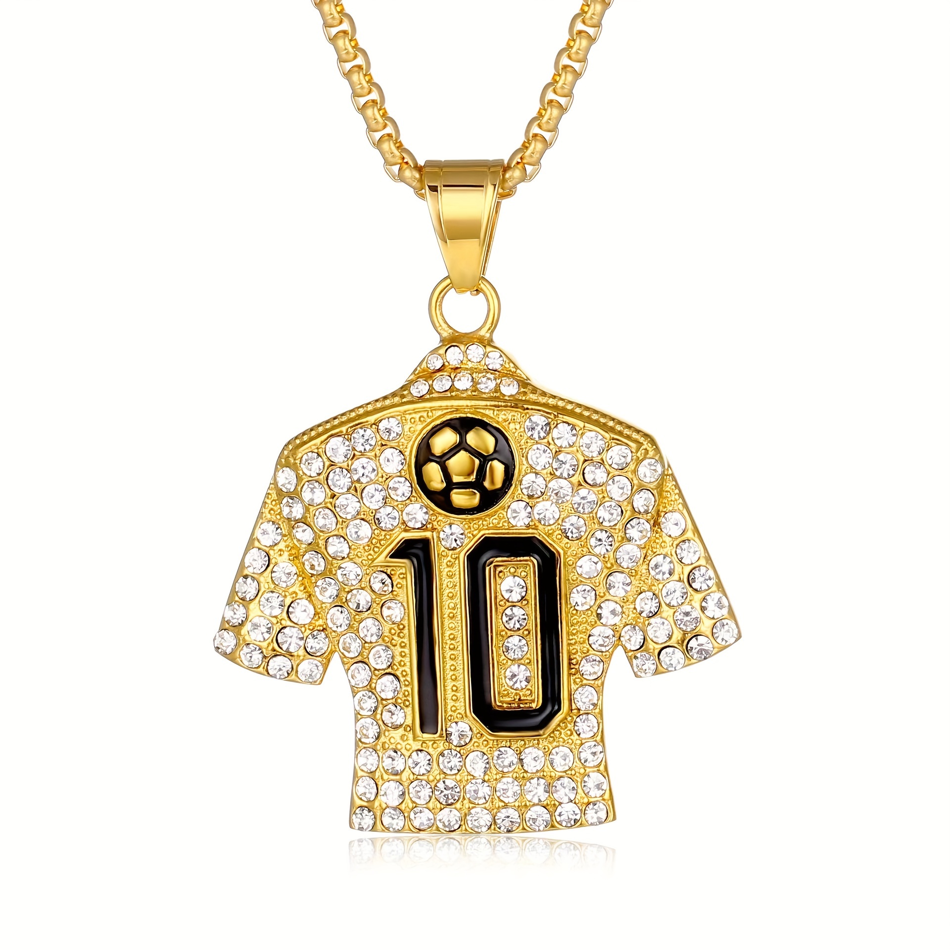 1pc fashion rhinestone pendant necklace football necklace hiphop style necklace number 10 football jersey necklace necklace for men and women halloween christmas gift details 0