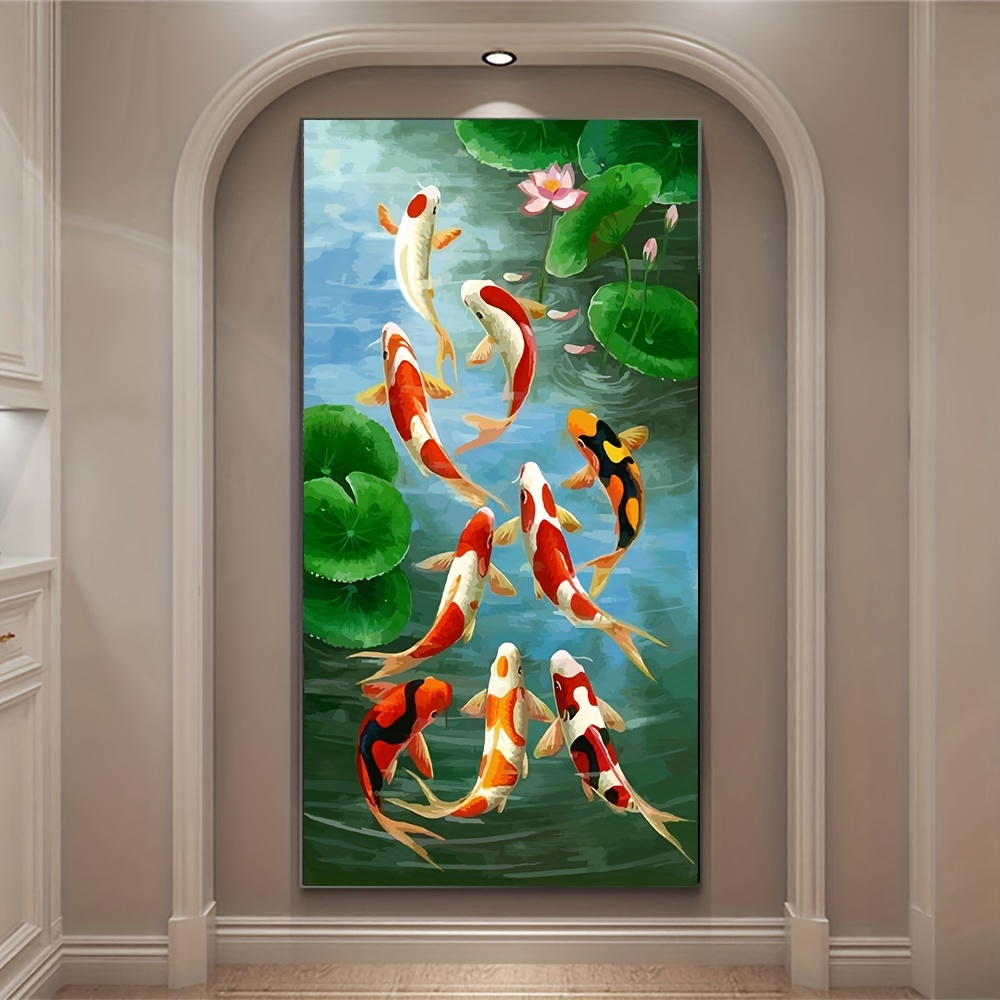 Impresiones en lienzo 50x100 cm sin marco chino rojo pez dorado de