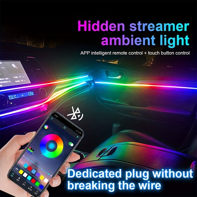 Universal Symphony Auto Ambienteleuchten 64 RGB Auto Innenraum Acryl  Lichtleiter Glasfaser Auto Dekoration Atmosphäre Licht 18 in1