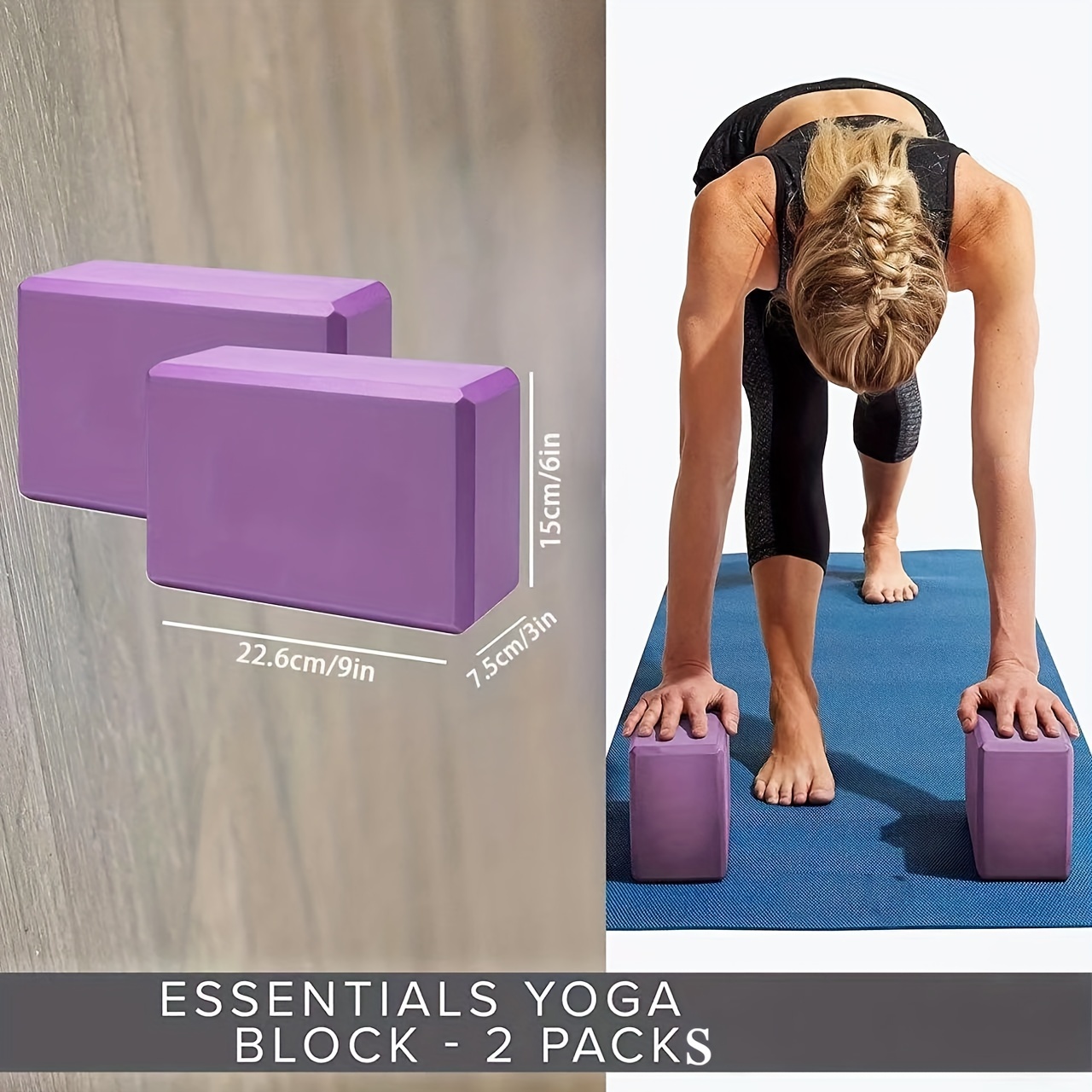 2pcs Yoga Blocks,gym Bricks High Density Eva Foam -comfortable Fitness Yoga  Bricks, Anti-slip, Lightweight(blue)
