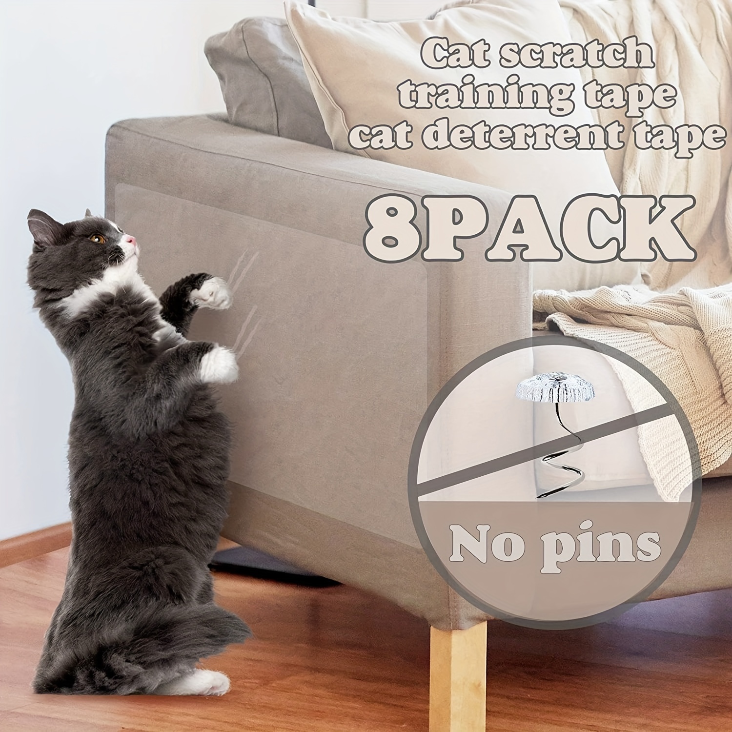 8pcs Cat Sofa Protector Double sided Transparent Anti scratch Cat Deterrent Training Tape