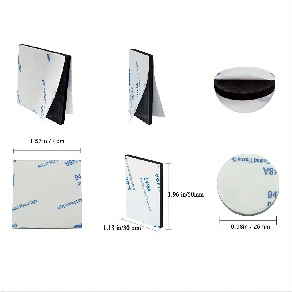 Double Sided Sticky Pads 100 Pcs Heavy Duty Strong Mounting Adhesive Foam  Pads Square (30mm X 30 Mm) & Round (30mm)