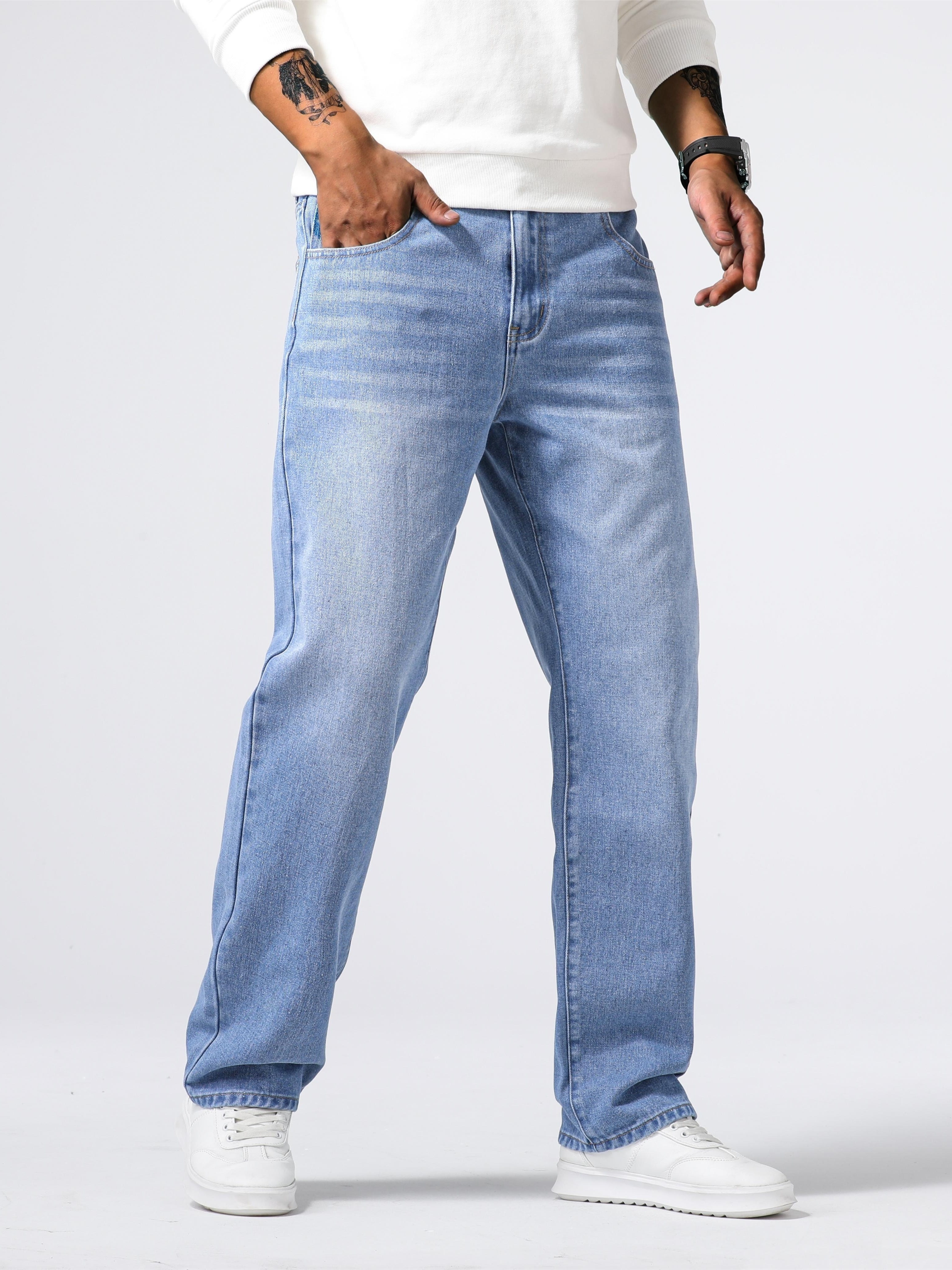 Men's Casual Loose Fit Jeans Street Style Straight Leg Denim
