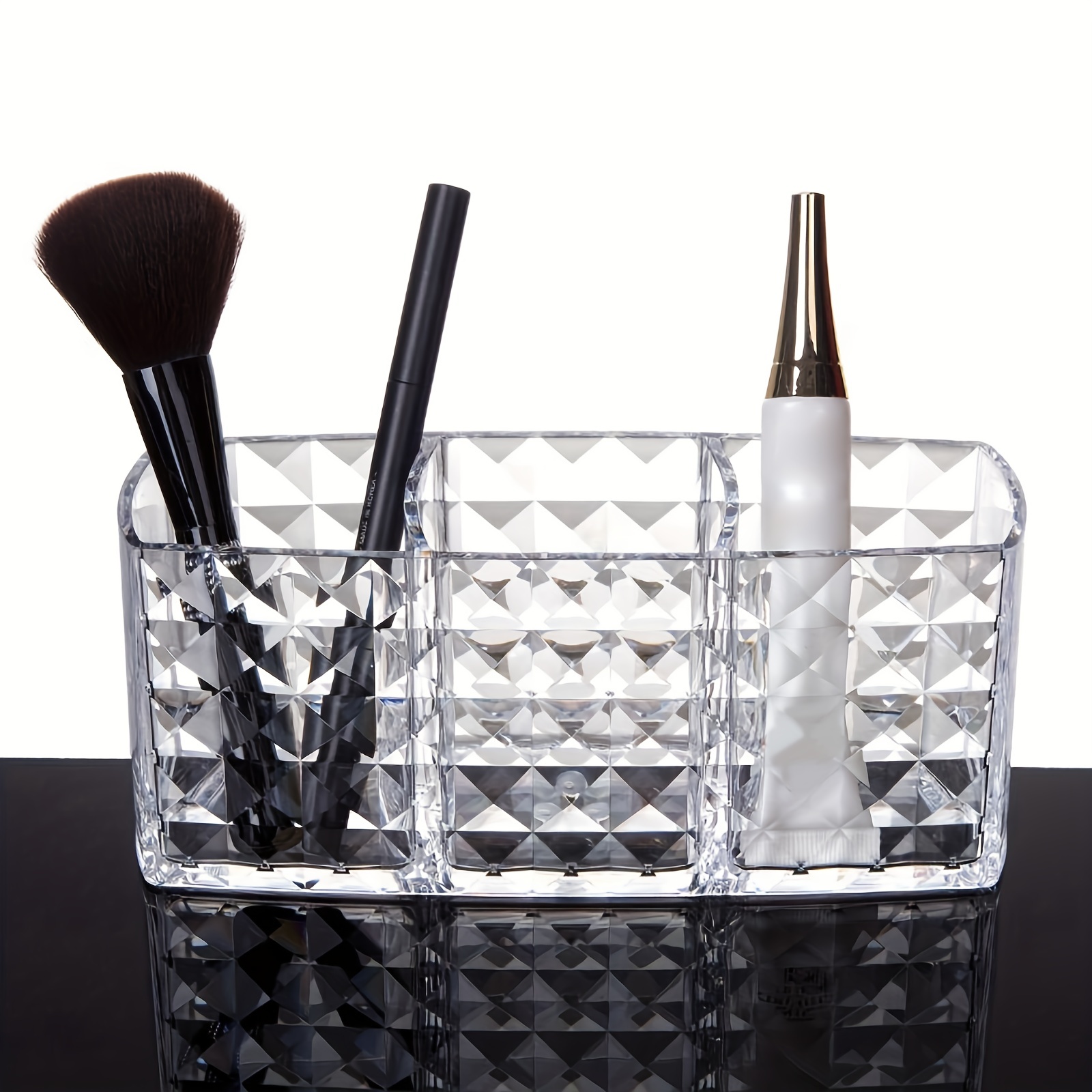 Mego Acrylic Brush Holder 3 Slot Cosmetic Organizer Makeup Box Storage Stand Au U2p7, Size: 19.5