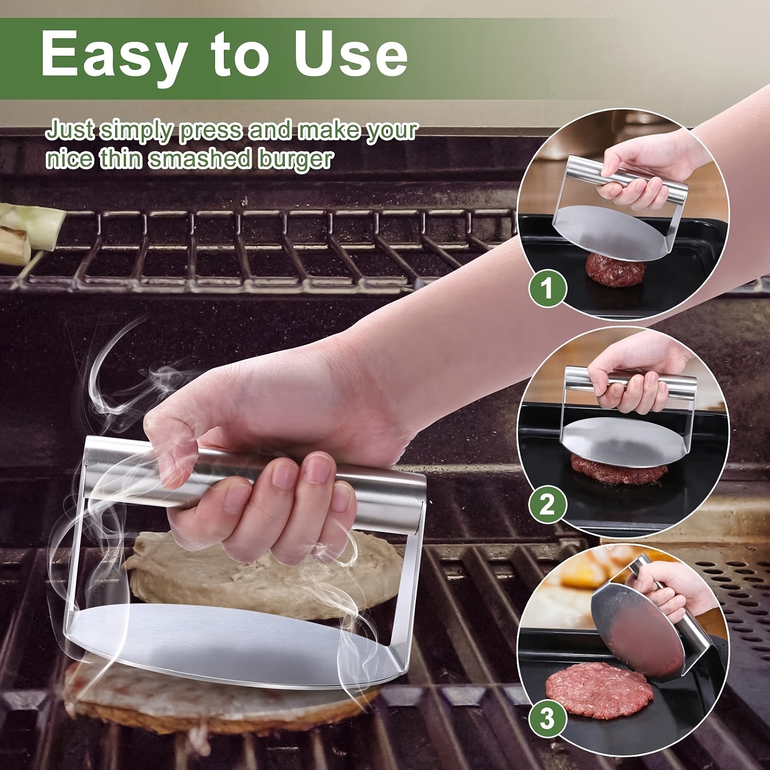 Stainless Steel Burger Press Perfect For Flat Top Grill - Temu