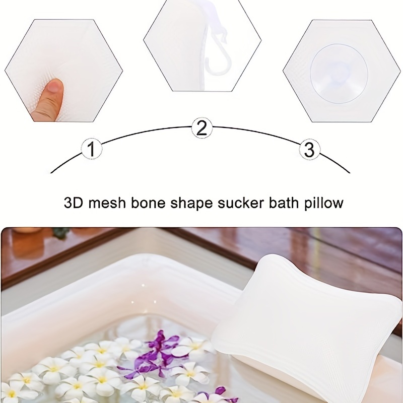 3d Mesh Spa Bañera Reposacabezas Almohada Ventosas - Temu