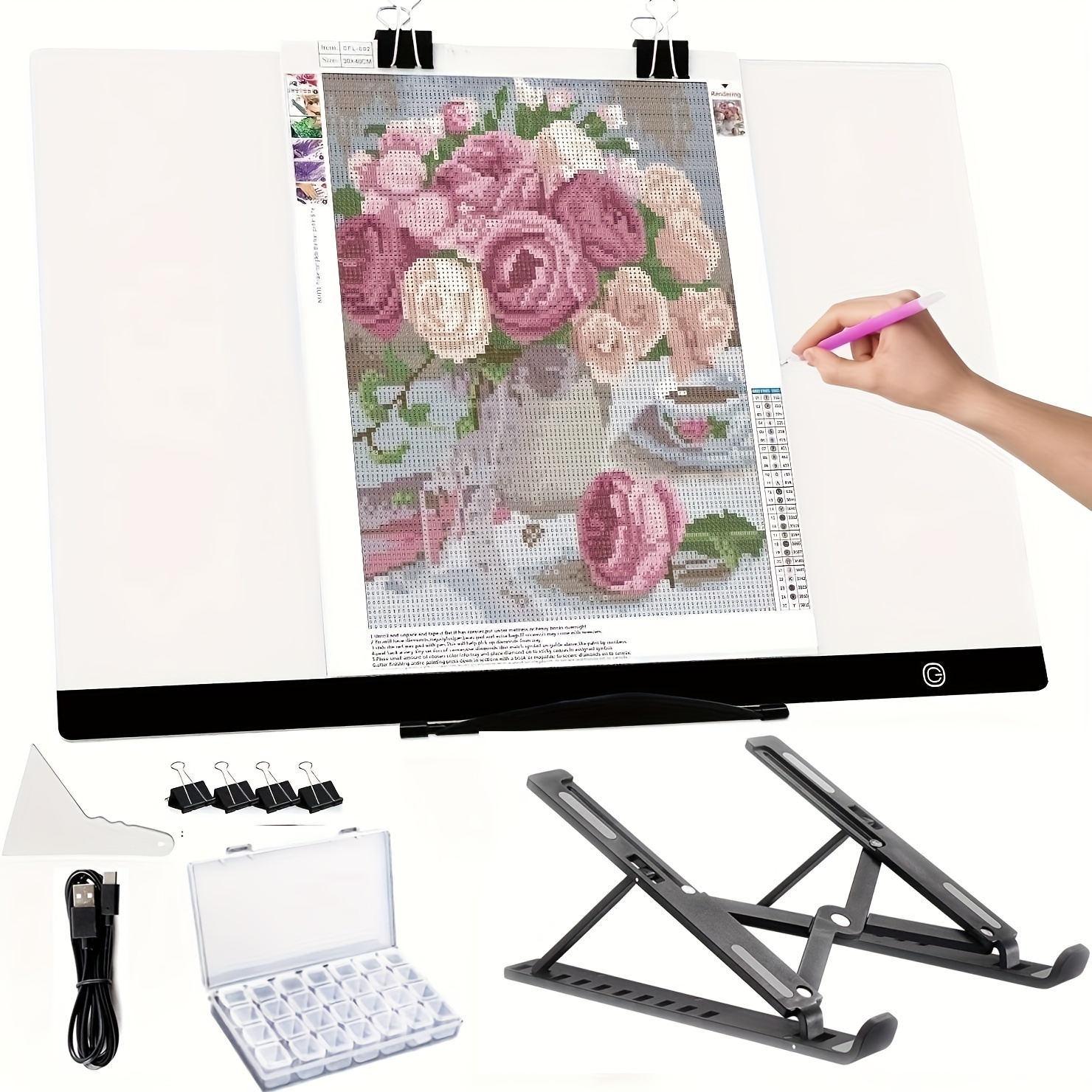 A5/A4/A3 Drawing Tablet Board USB Powered Dimmable LED Light Pad For  Drawing,Tracing,Diamond Painting Accessories Pen Stand Tray