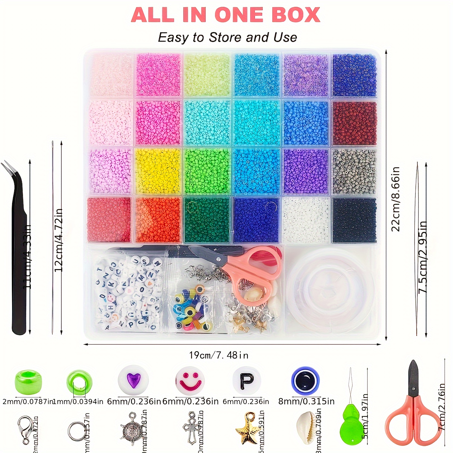 MMTX Mini Glass Beads 3 mm, 10,000 Pieces Beads Set DIY Friendship