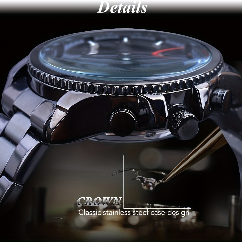 Forsining-Montre de dehors Militaire pour Homme, Modules Mécaniques  Automatiques, Seton, Cadrans Coussinets Noirs, Horloge Lumineuse, Bracelet  en Cuir