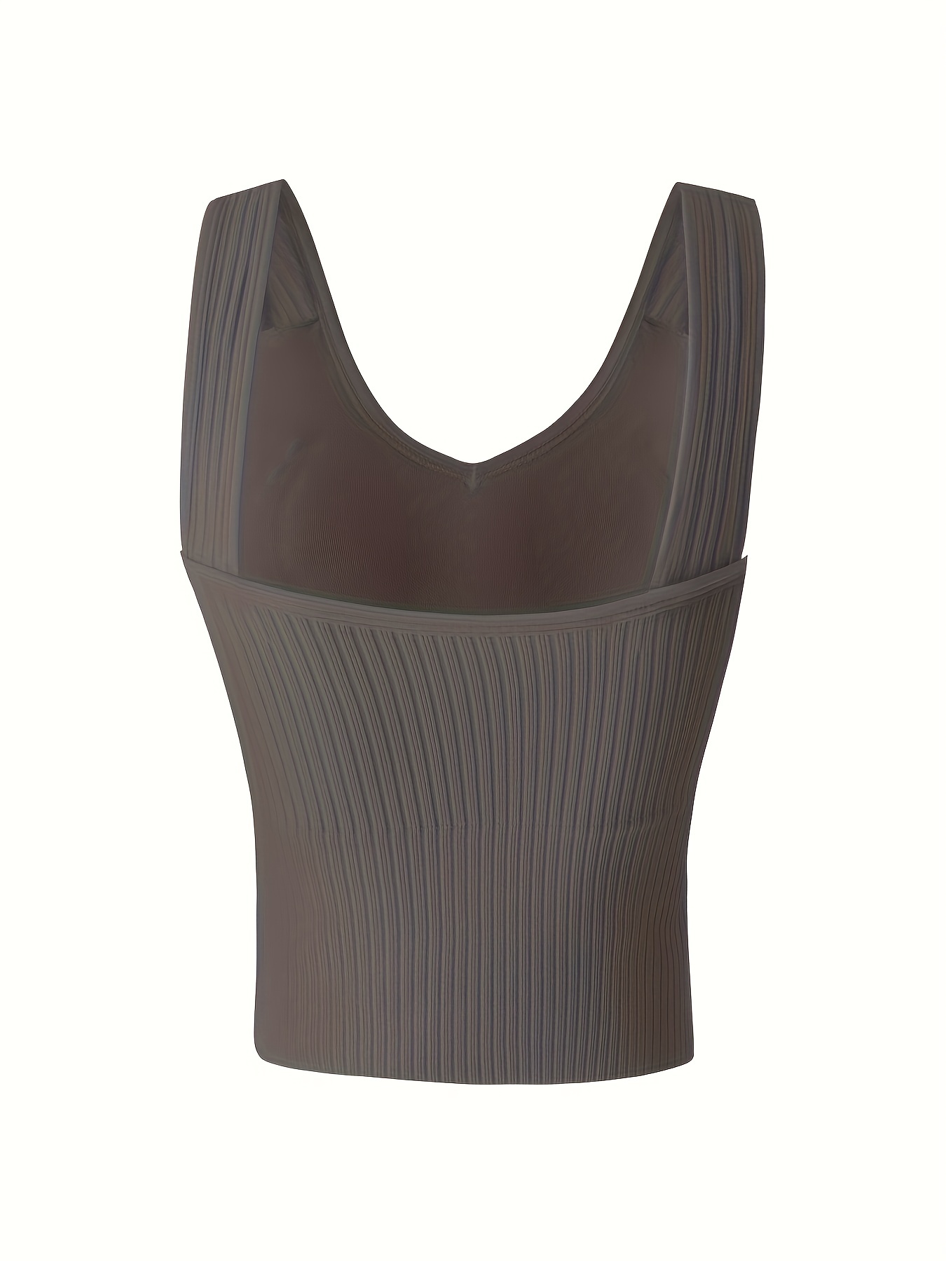3pcs Ribbed Tank Tops V Neck Padded Women's Lingerie