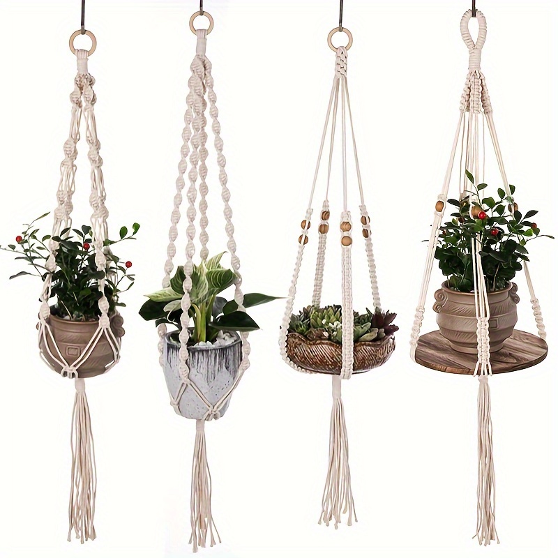 1pc Kitchen Hanging Basket Hand Woven Nordic Style Cotton Rope