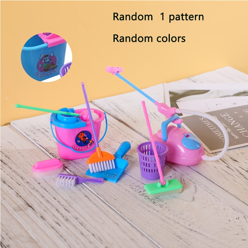 18 Pieces Dollhouse Cleaning Supplies Mini Cleaning Toys Miniature Mop  Dustpan Bucket Brush Mini Cleaning Tools Pretend Play Dollhouse Furniture