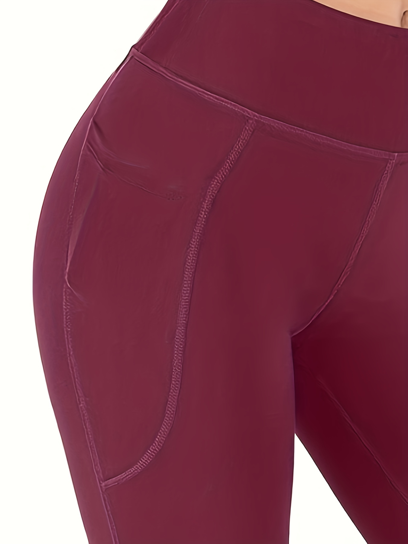 Bootcut Yoga Pants with Pockets for Women High Waist,Gym Workout Flare Leggings  Tummy Control Burgundy Small