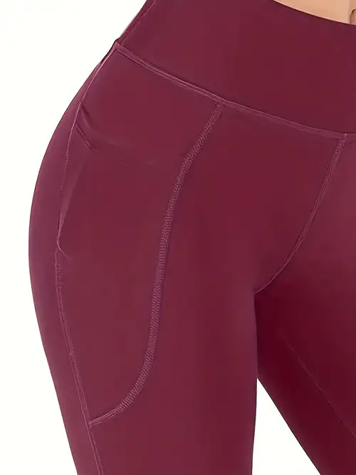 Delta Tummy Control Leggings with Pockets, Burgundy – Sew Southern Designs
