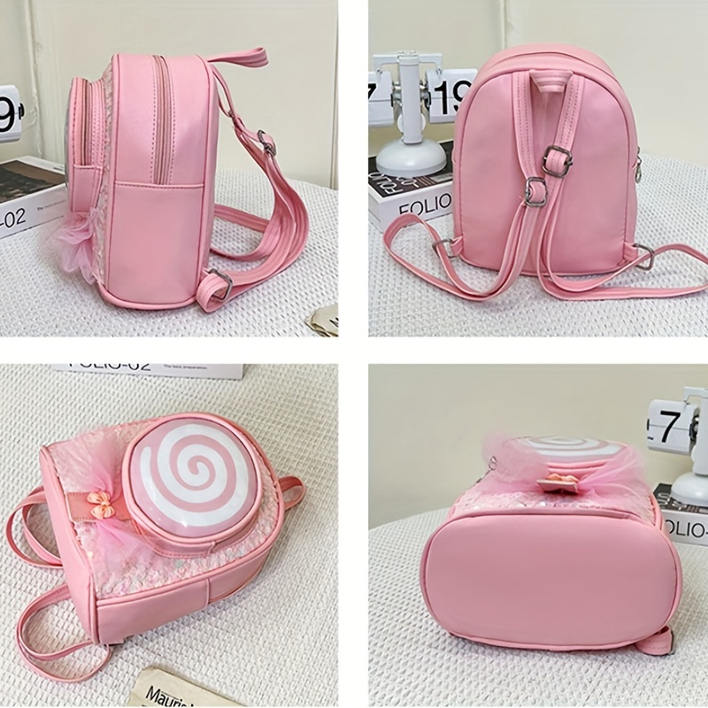 Kids Princess Schoolbag Sequins Bow Lollipop Backpack