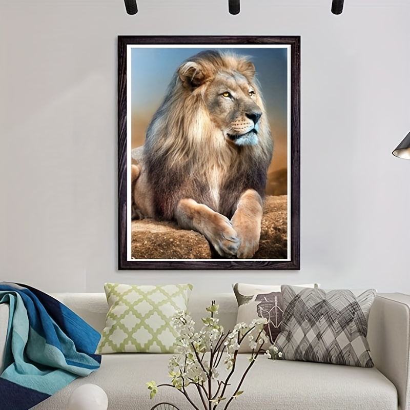 DIY Handmade Lion Art: Artificial Diamond Painting Kit For Adults - Home Wall Decor (30x40cm) 11.8x15.7 Inches