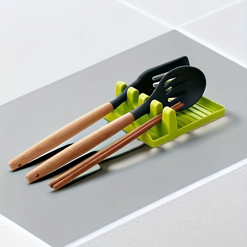 Soporte para cuchara, soporte para cuchara con bandeja profunda para evitar  derrames de salsa, soporte para utensilios para espátula, cuchara de café