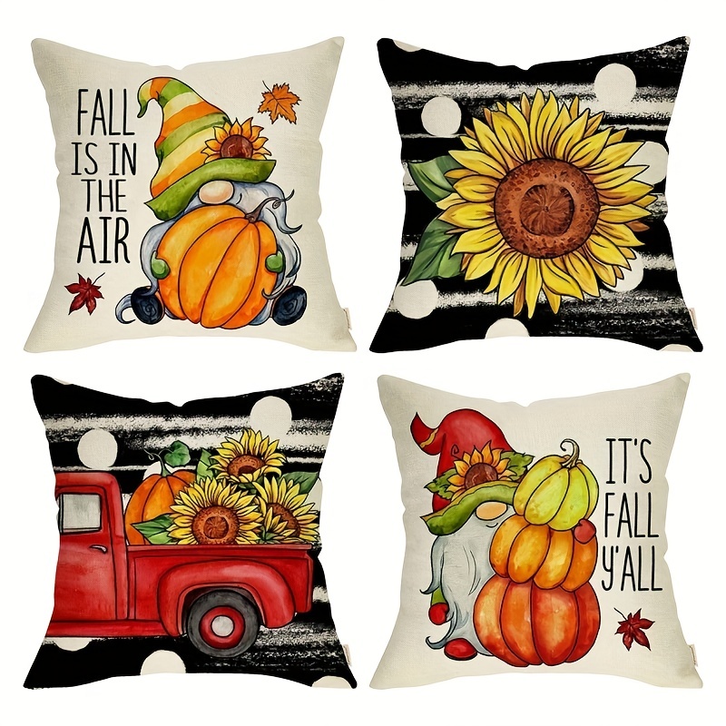 Autumn Thanksgiving Pillow Cases Cotton Linen Cushion Case Pumpkin Cushion  Cover Fall Farmhouse Home Party Decor