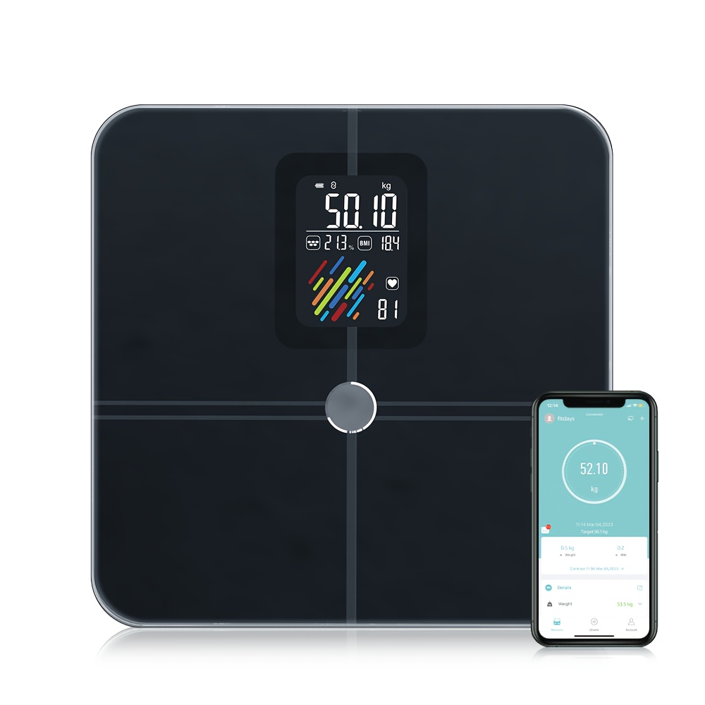  Lepulse Body Fat Scale, Scales for Body Weight and Fat, 8  Electrode Large Display Smart Scale, Body Composition Monitor, Accurate  Digital Bathroom Scale, Weight Scale with Bmi with Report,Black : Health