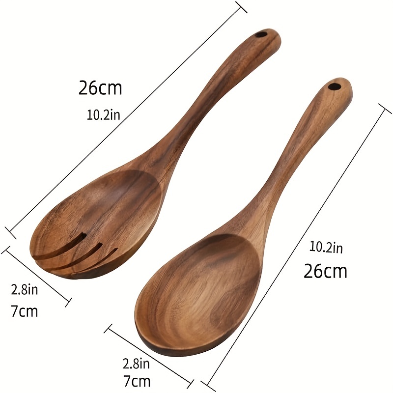 Wooden Salad Servers Set, Spoon And Fork Set, Acacia Salad Tongs Durable  Wood Salad Mixing Dinner Fork And Spoon, Long Handle Salad Server Set,  Acacia Wood Serving Utensils Set - Temu