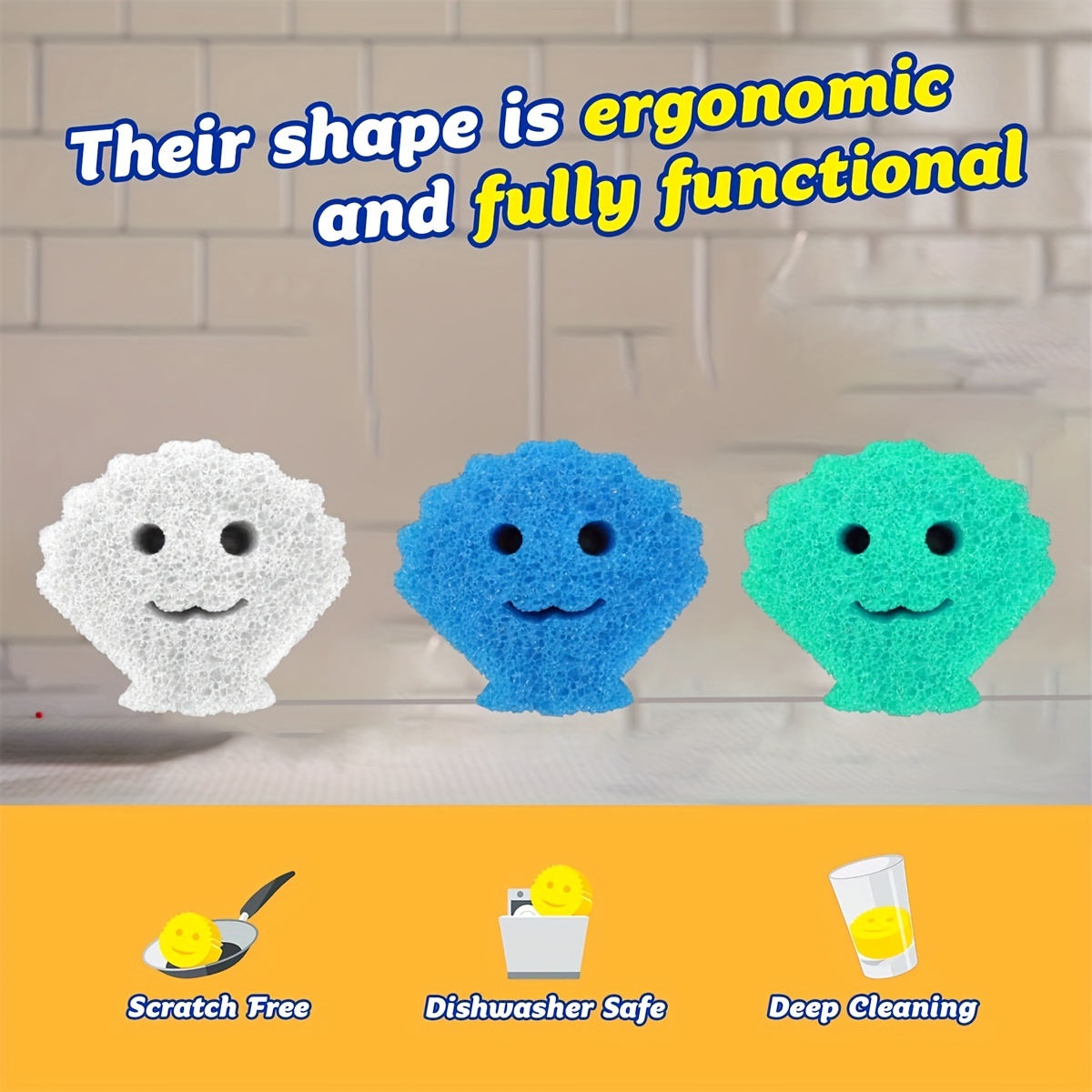 Creative Happy Face Magic Cleaning Brush, Sponge Like Loofah Sponge For  Kitchen Cleaning And Dishwashing Cotton Scratch Free - Temu