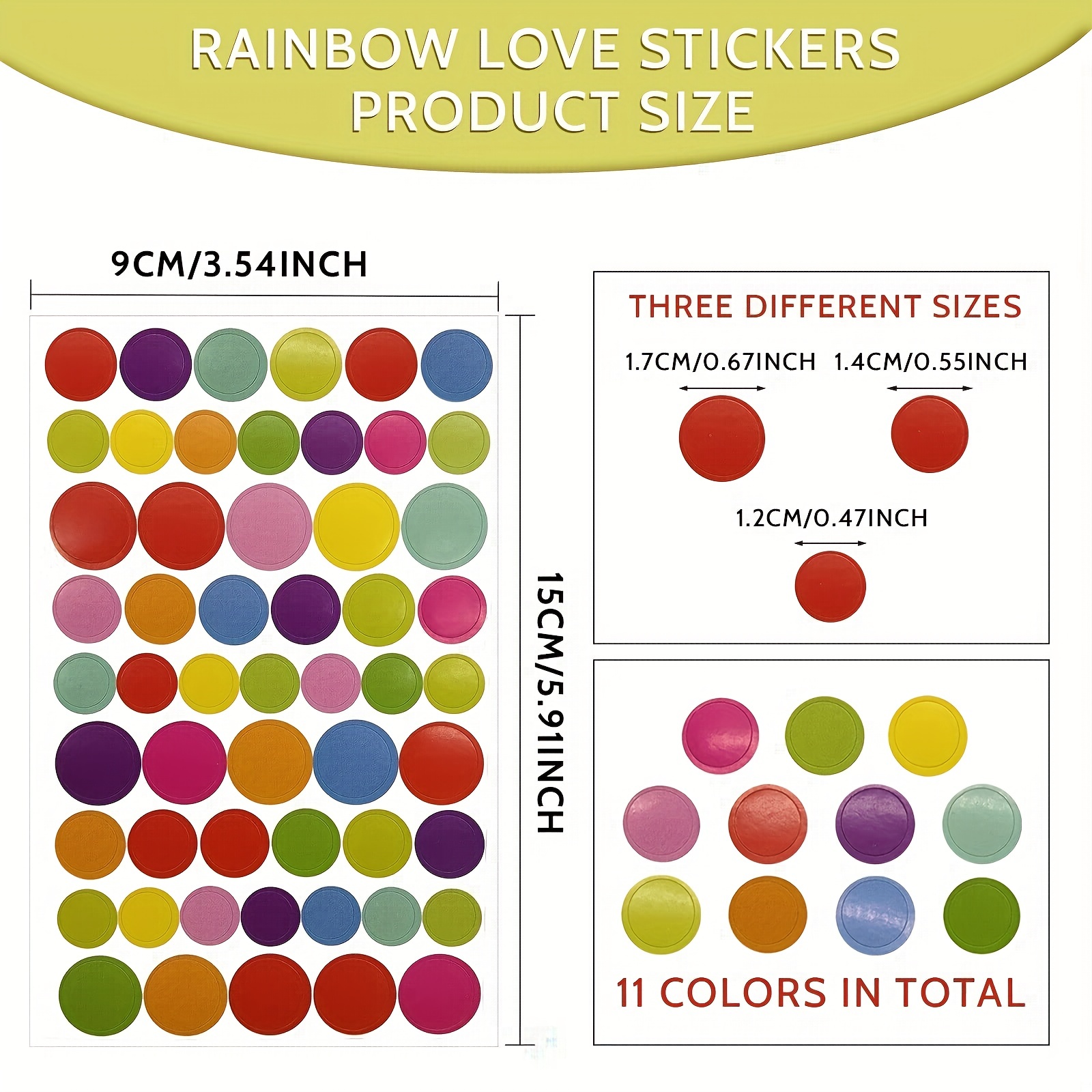 20 Sheets Dot Stickers Colored Round Stickers Small Circle Stickers Dot  Label Stickers