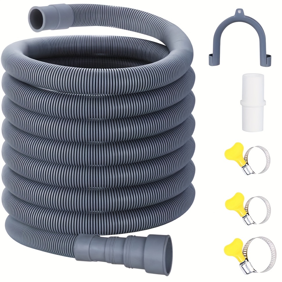 

Flexible Corrugated Drain Hose For Dishwasher And Washing Machine With Extension Adapter And Hose Clamps - Easy Installation And Improved Drainage