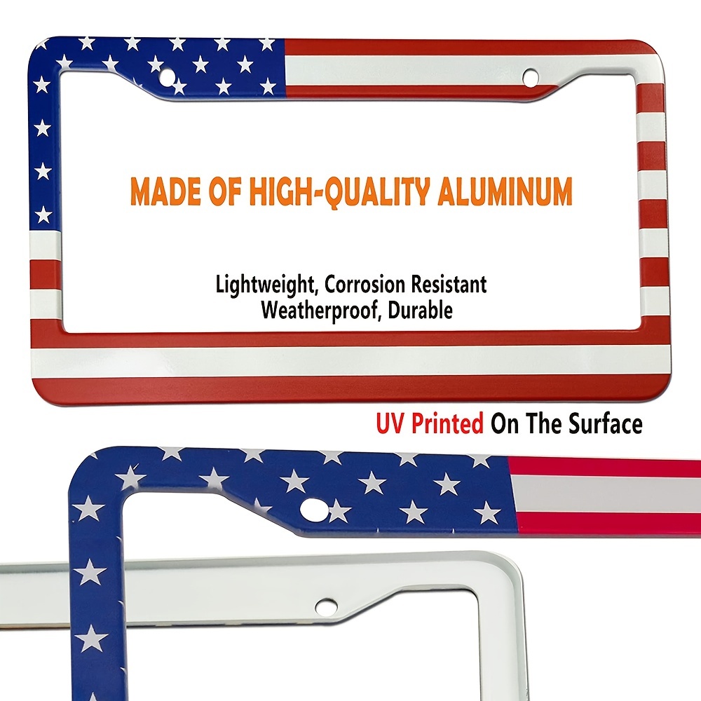 Thin Red Line License Plate Frame Black American Flag License Plate Frames,Decorative Car Tag Frames Aluminum Metal License Plate Holder for US