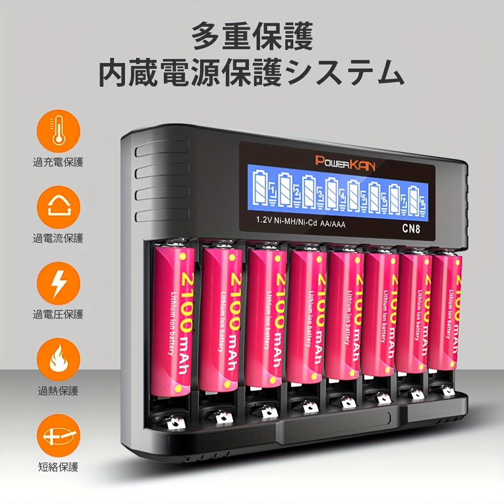 USB バッテリー充電器 バッテリーチャージャー リチウム電池充電器 LED充電ステータス表示 小型 18650他 3.7V リチウム電池 本対応