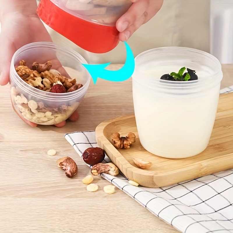 Portable Double-layer Breakfast Cup With Fork And Handle, Leakproof Bpa  Free Yogurt Oatmeal Milk Salad Vegetables Tumbler With Lid, Health Food  Container For Lunch - Temu