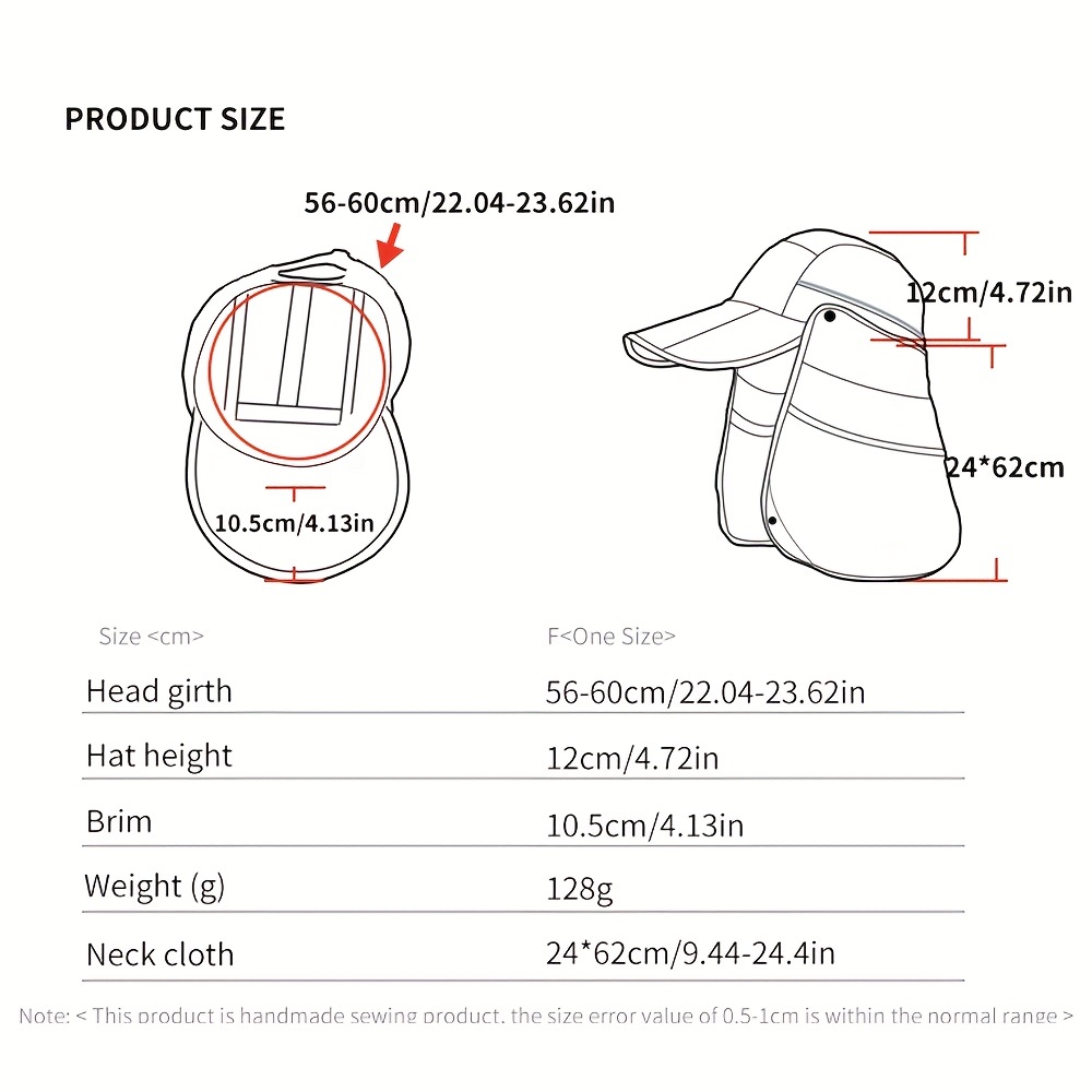 Outdoor UV Protection Hat For Men With Large Brim, Face And Neck Protection Fishing Hat