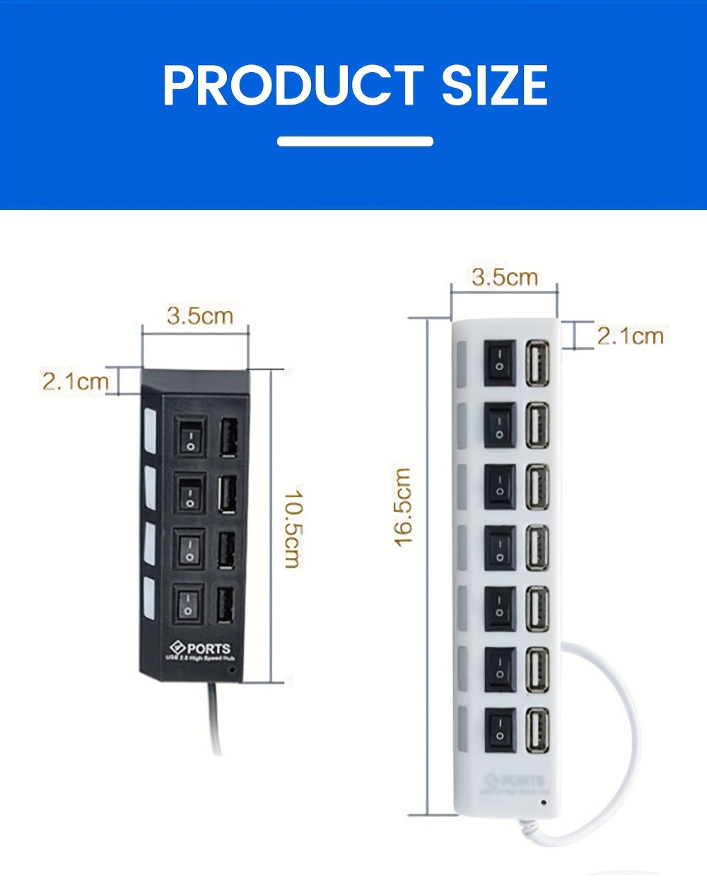 Usb hub 2 0 4 7 port multiple expander usb 2 0 hub switch temu