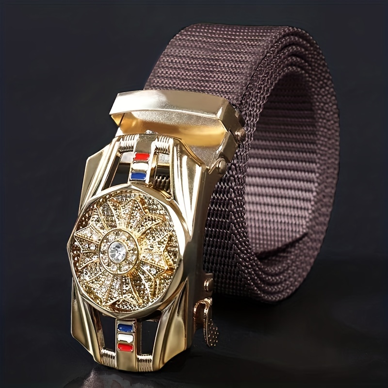 Men's Automatic Buckle Rotatable Nylon Canvas Casual Belt