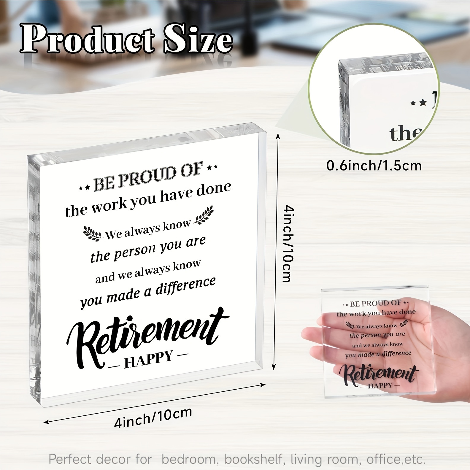 Square Acrylic Plaque thicken Happy Retirement Gifts For Men - Temu
