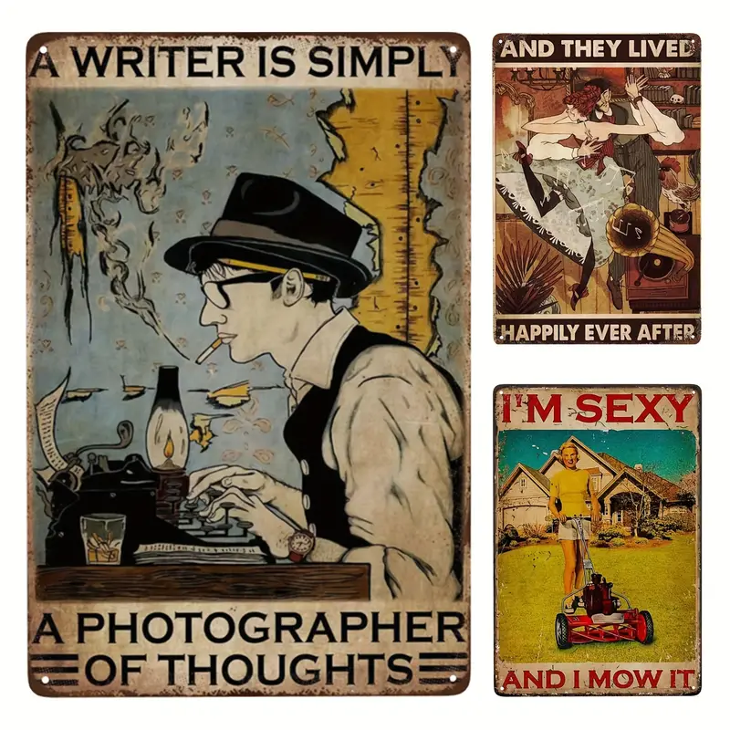 1pc Metal Sign, Vintage Art, Writer Gifts Writer Just A Thought