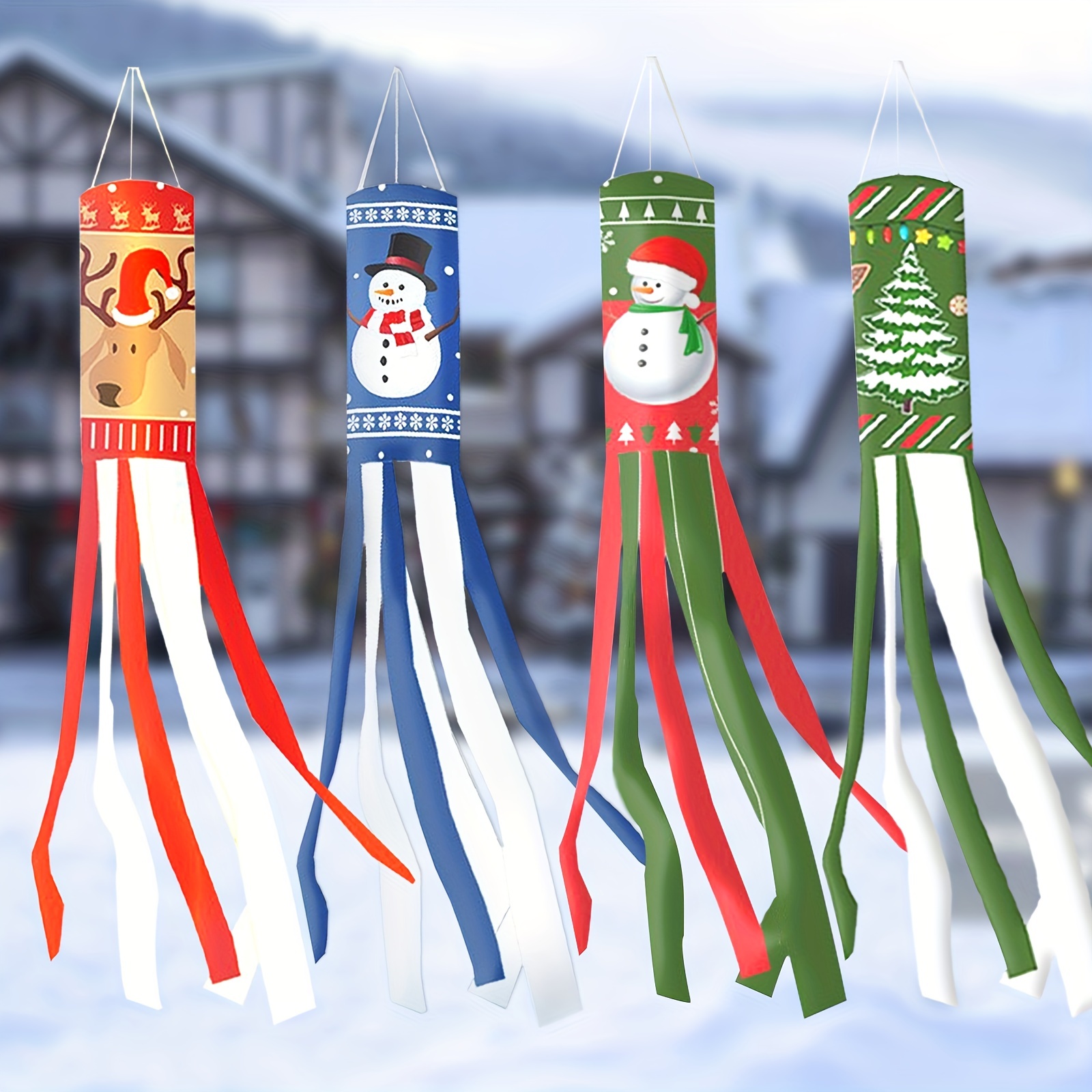 

1pc Christmas Windsock Flags Santa Claus Snowman Elk Windsock Winter Christmas Outdoor Hanging Decor For Yard Garden Patio Pathway Party Decor Outdoor Porch Hanging Wind Sock Christmas Party Supplies