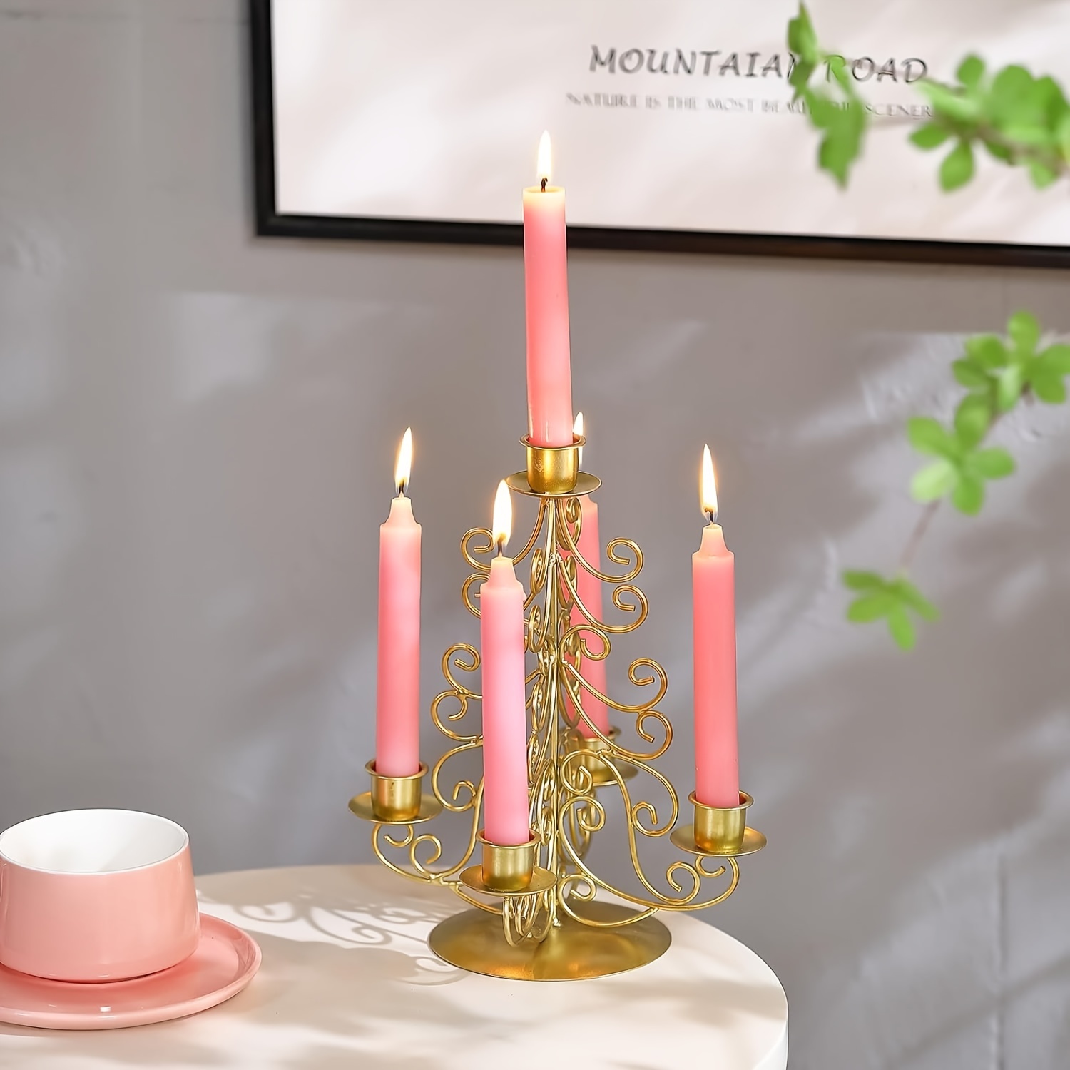 Golden Candle Holder 5 Arms Metal Candlestick Holder Tall - Temu