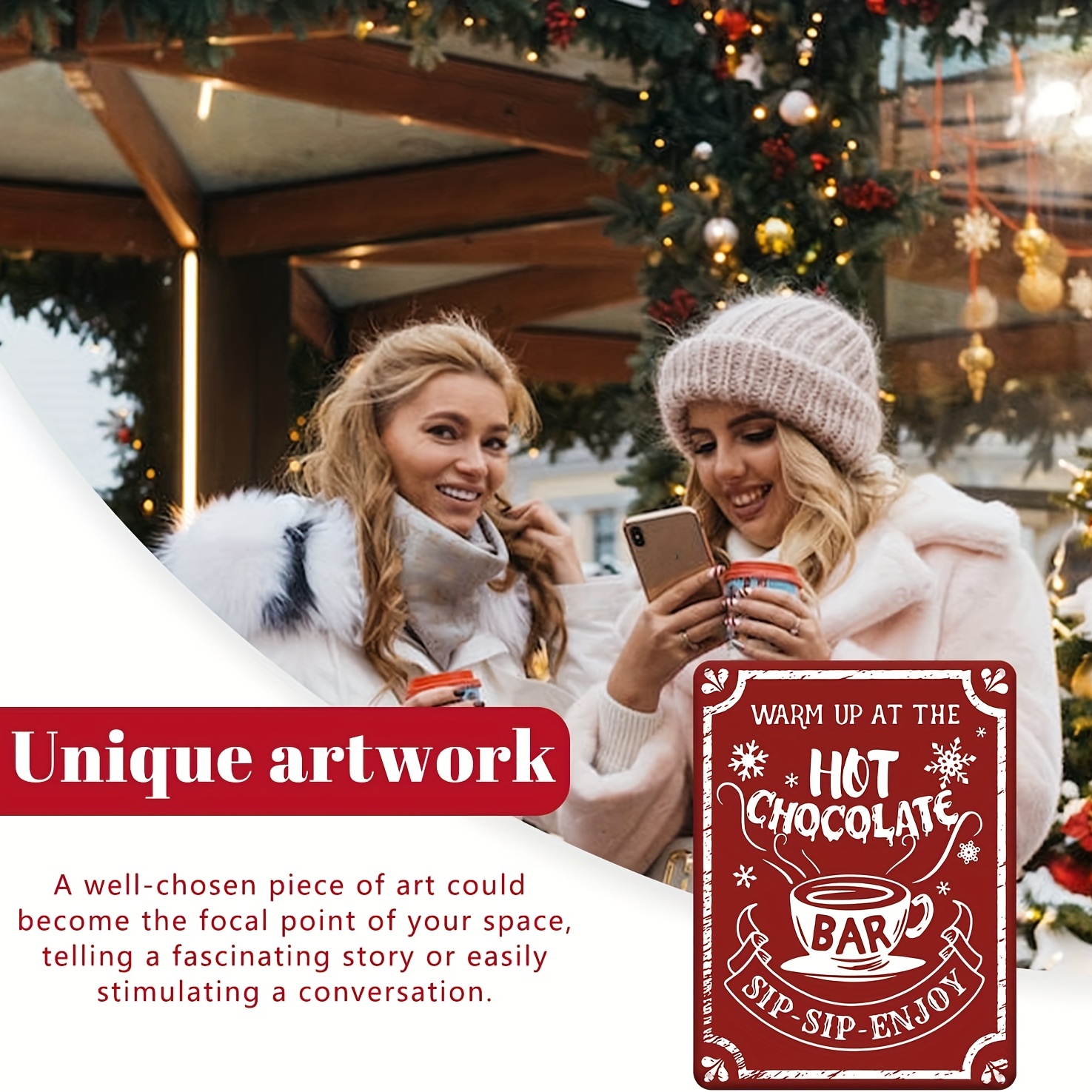 Tin Sign With Solid Stand Warm Up At The Hot Chocolate Bar For Holiday  Christmas Hot Chocolate Party Supplies, Christmas Winter Decorations - Temu  United Arab Emirates