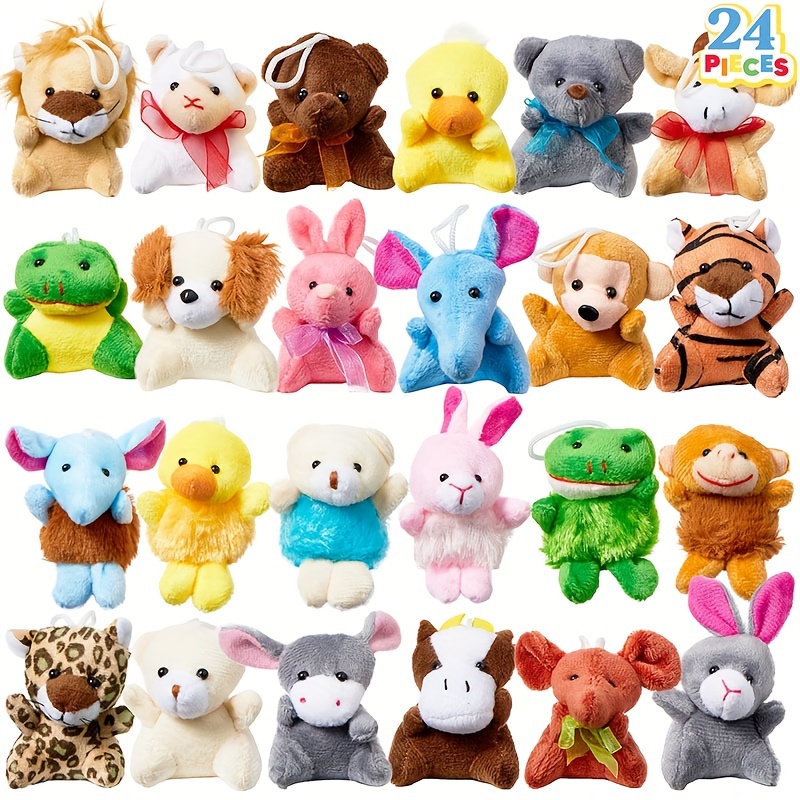 

24pcs Mini Animal Plush Toy Assortment (24 Units, 3 Inches Each), Animal Decoration, Small Stuffed Animals Bulk, Carnival Prizes, School Gifts, New Year Party Favors