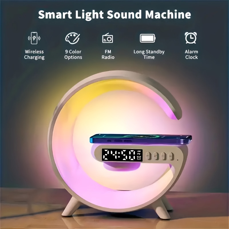 grand g lampe lumière intelligente haut-parleur bluetooth musique rythme  ramassage horloge réveil application contrôle chargeur sans fil atmosphère  lumières de 2023 ? $16.99